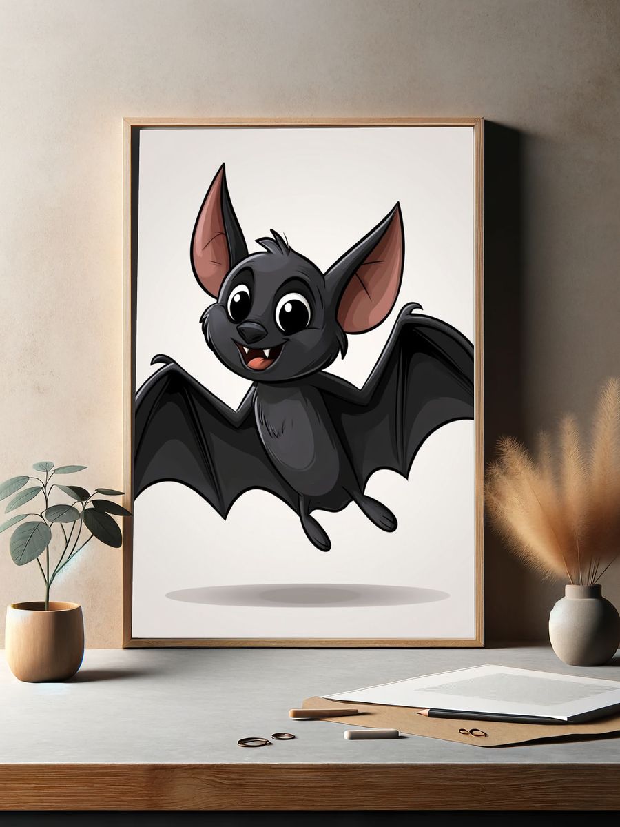 Cute Bat Cartoon Poster. — room view 2