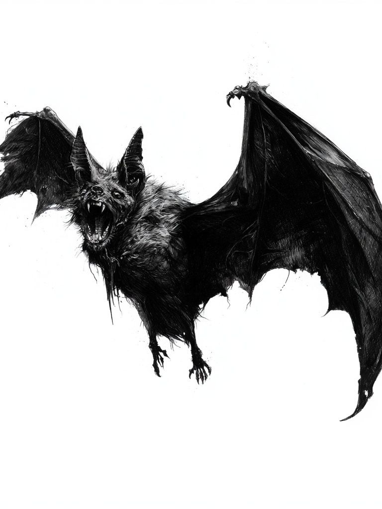 Screaming Bat — Gothic Illustration Print. poster detail