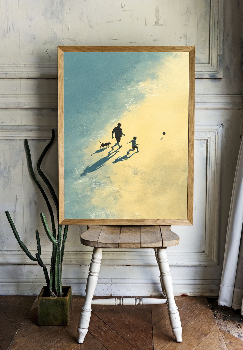 Beach Walk Silhouette Poster. — room view 1