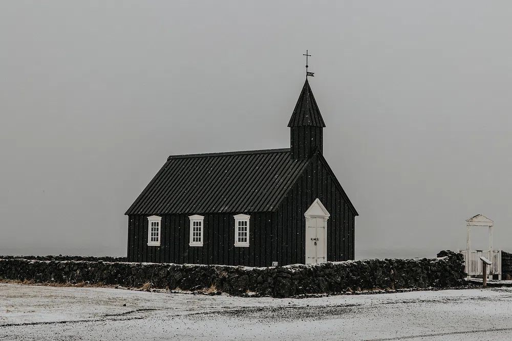 Black Church in Winter — Photography Print. poster — photography art
