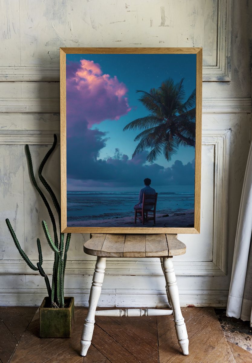 Contemplative Beach Scene — Photography Print. — room view 1