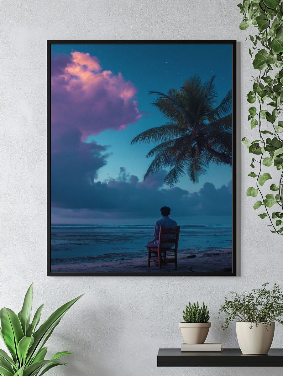 Contemplative Beach Scene — Photography Print. — room view 4