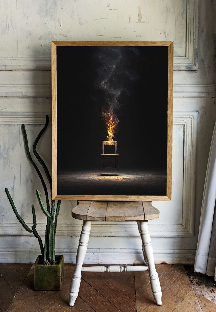 Burning Chair — Fine Art Print. room preview