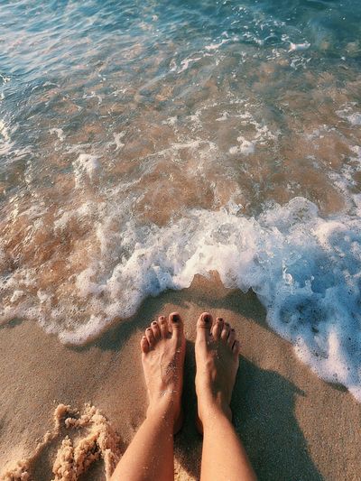 Beach Feet at Shoreline Photography Poster. poster