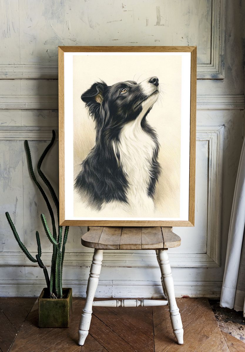 Border Collie Portrait Poster room preview