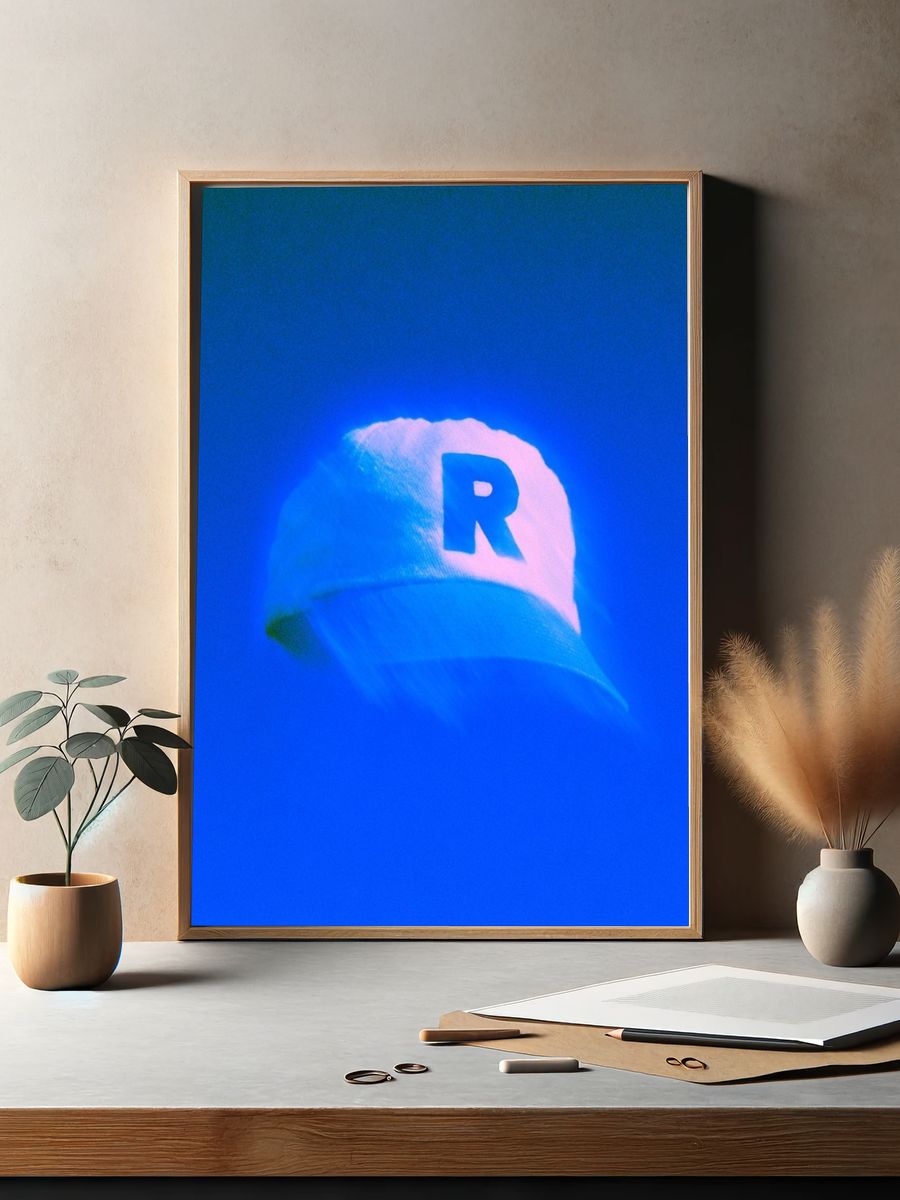 Blue Cap R Photography Poster. — room view 2