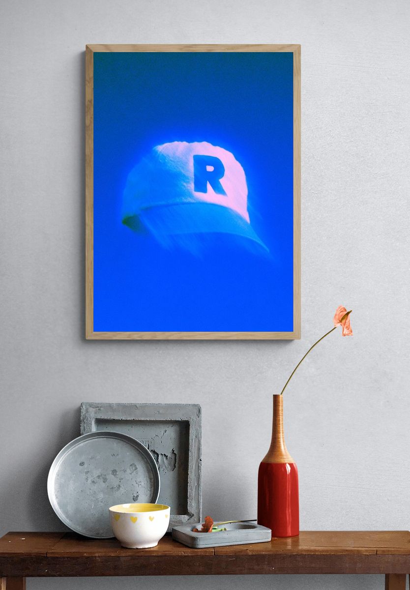 Blue Cap R Photography Poster. — room view 3