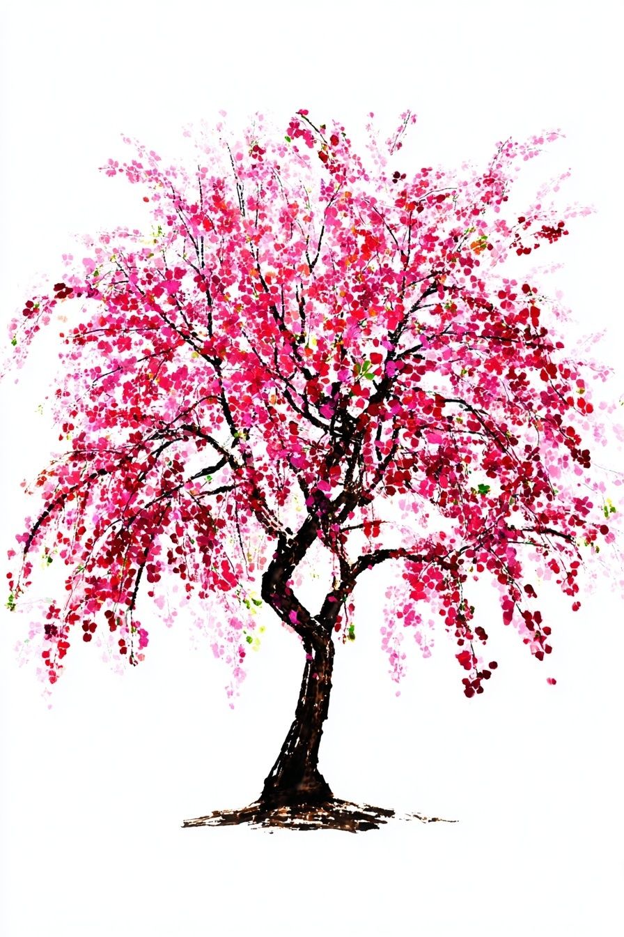 Blossoming Cherry Tree — Watercolor Print. poster — botanical art