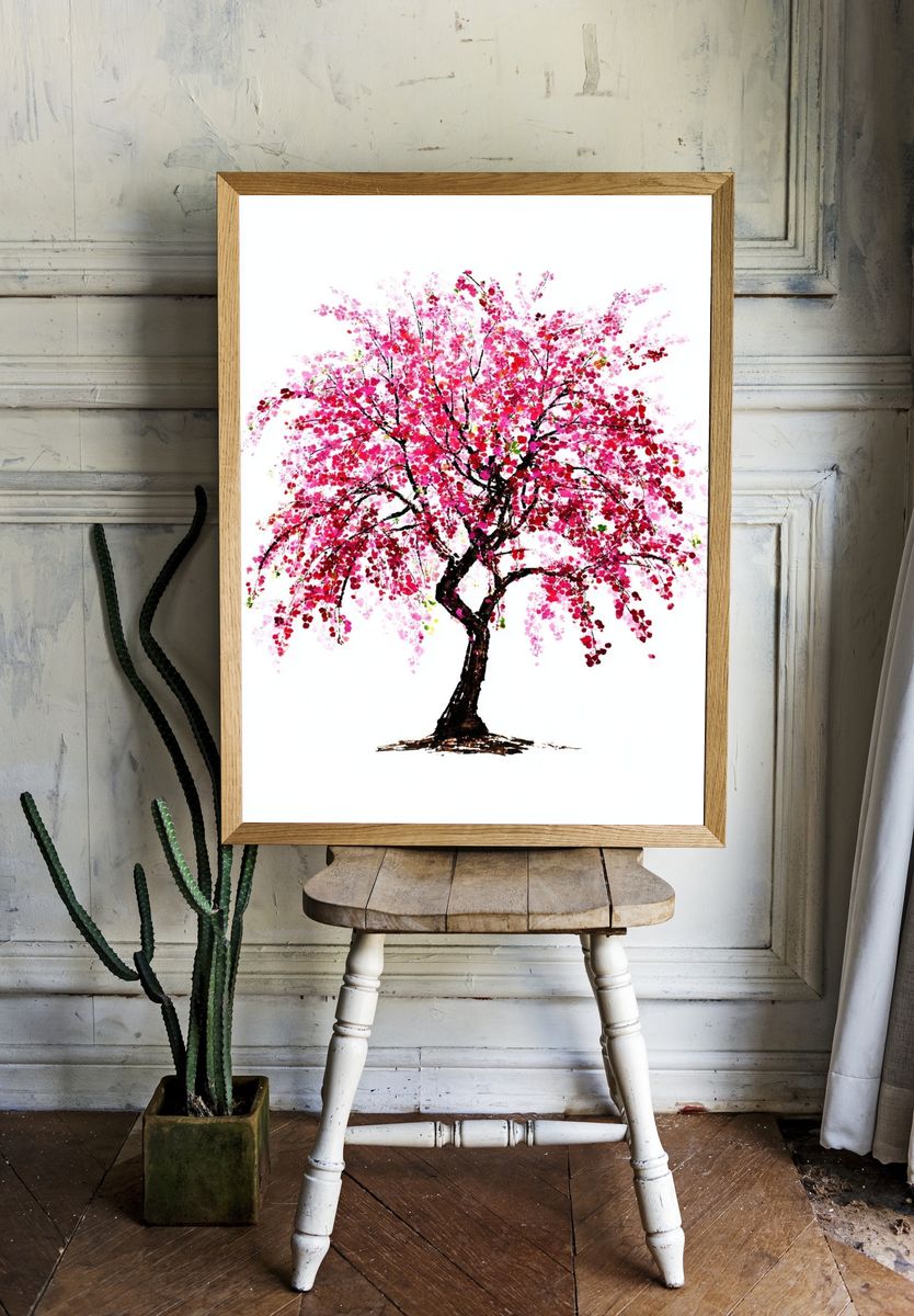 Blossoming Cherry Tree — Watercolor Print room preview