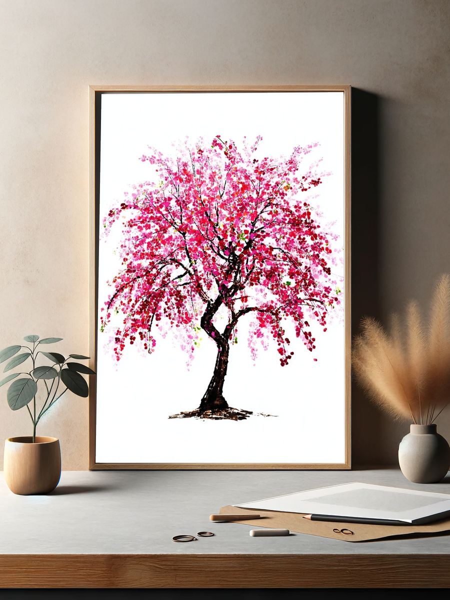 Blossoming Cherry Tree — Watercolor Print. — room view 2