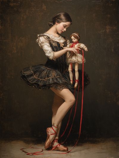 Ballet Dancer with Doll — Fine Art Print. poster print
