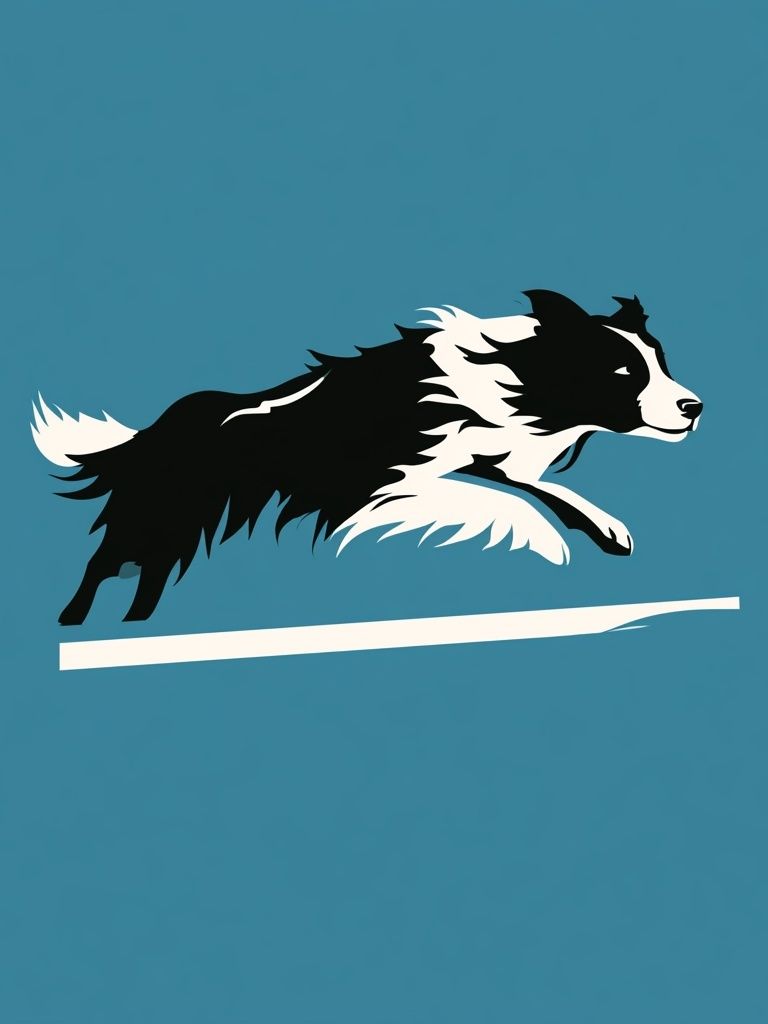 Border Collie Jumping Illustration Poster. poster detail