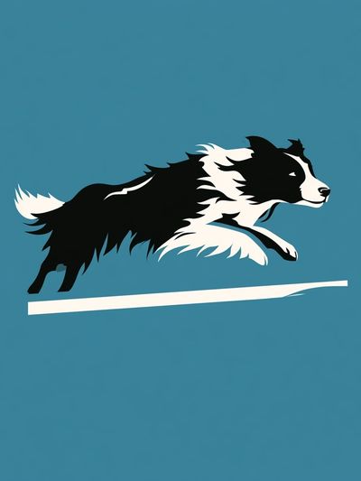 Border Collie Jumping Illustration Poster. poster