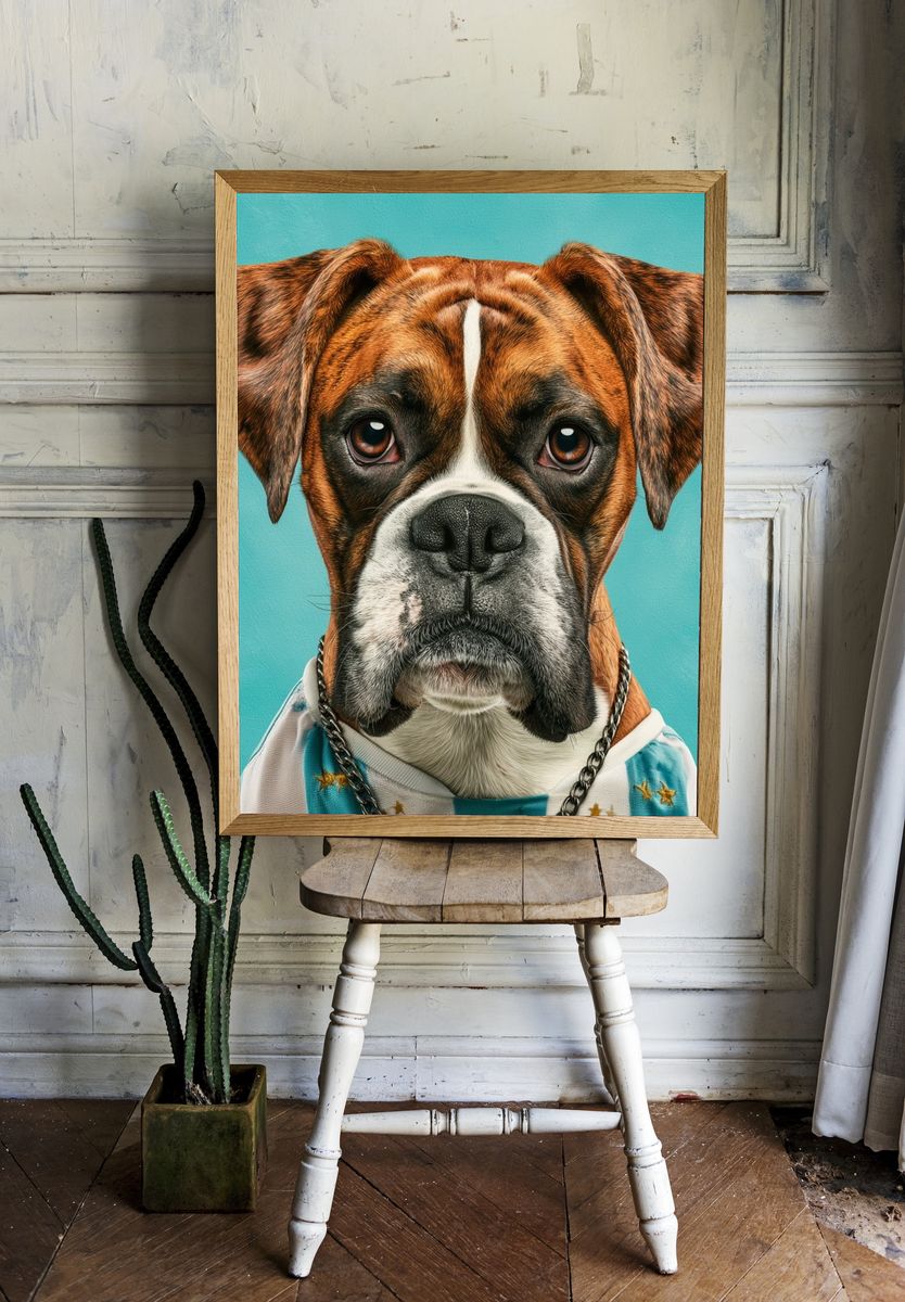 Boxer Dog Portrait Poster. — room view 1