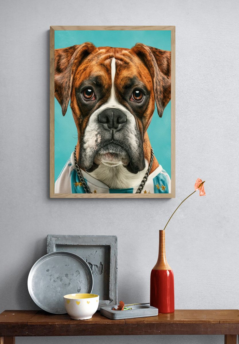 Boxer Dog Portrait Poster. — room view 3