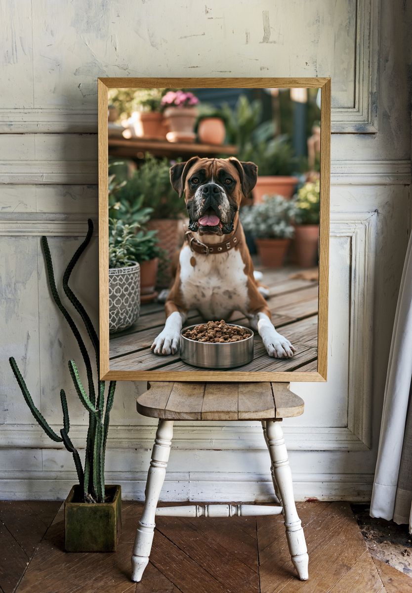 Boxer Dog Portrait Photography Poster. — room view 1
