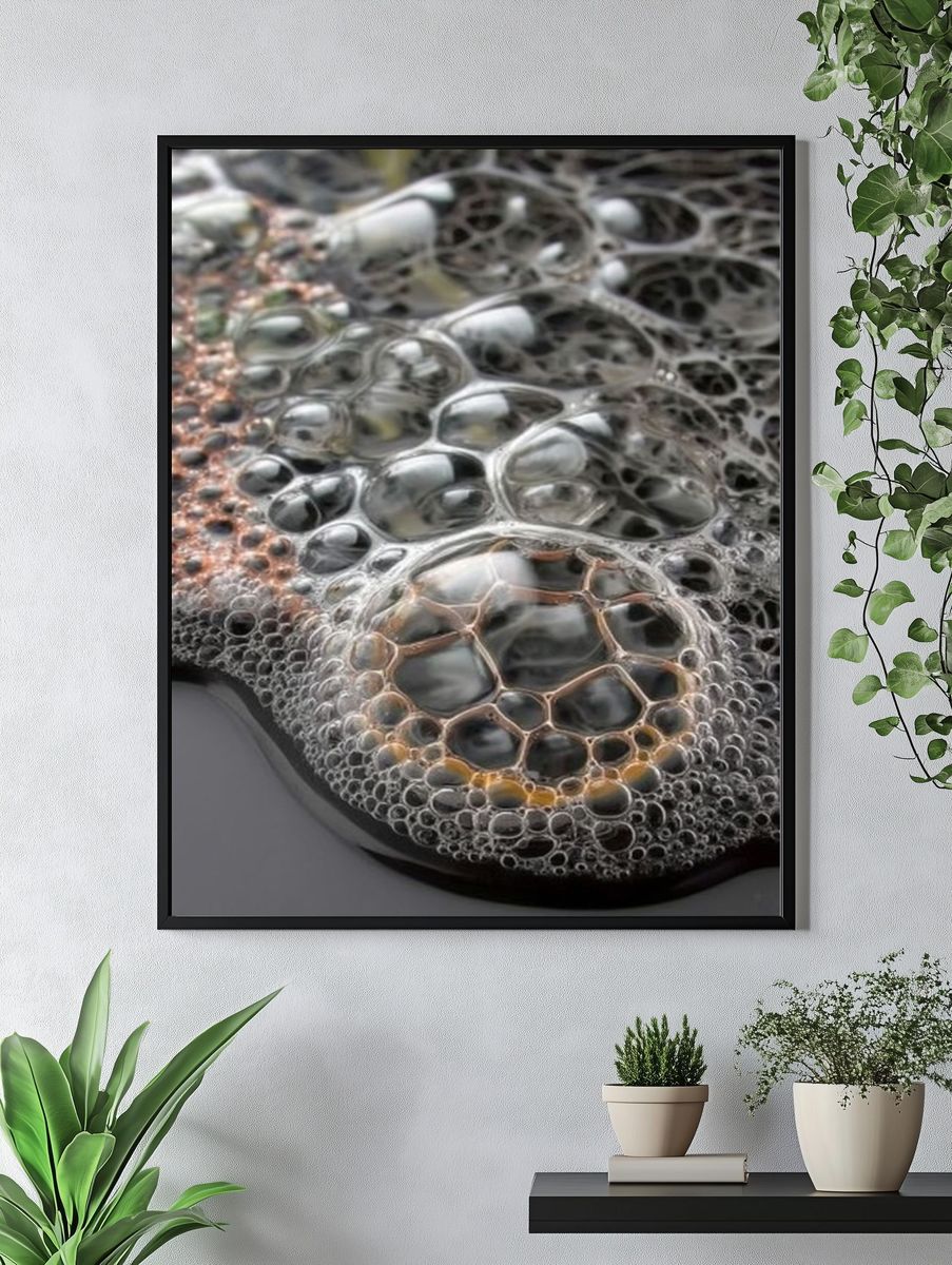 Bubbles on Dark Surface — Photography Print. — room view 4