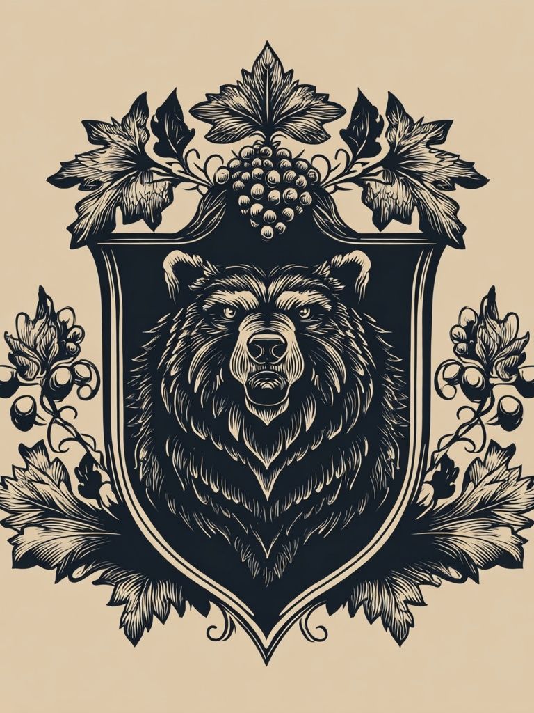 Bear Crest Vintage Print. poster — animals art