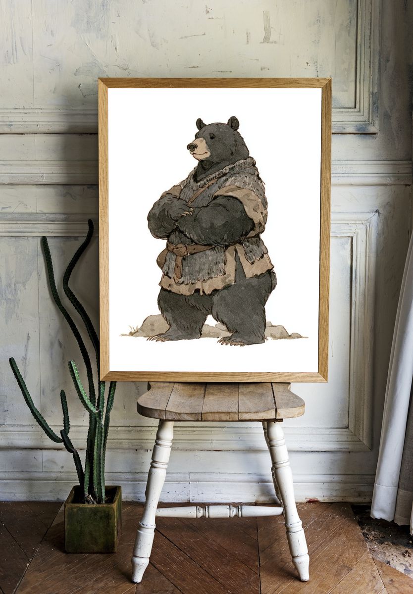 Standing Bear Watercolor Print. — room view 1