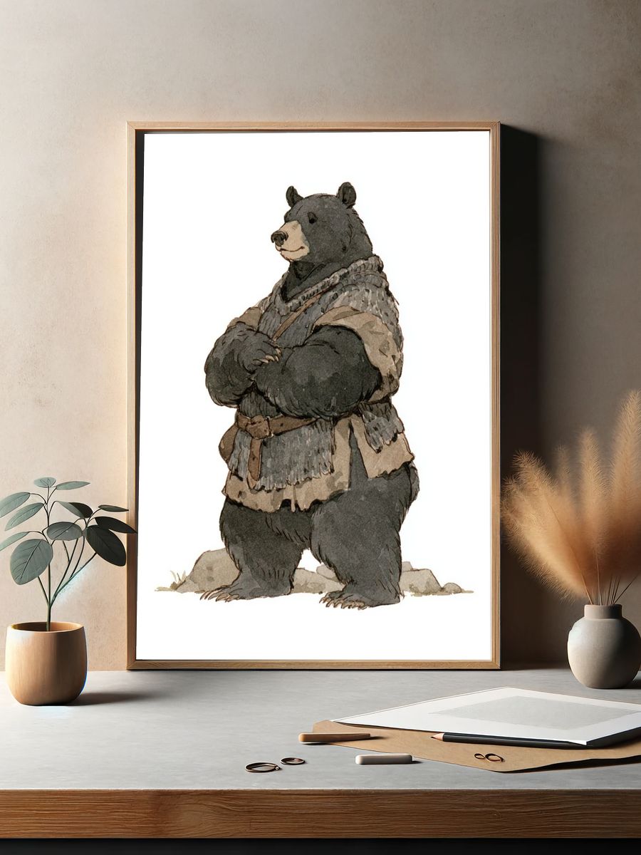 Standing Bear Watercolor Print. — room view 2