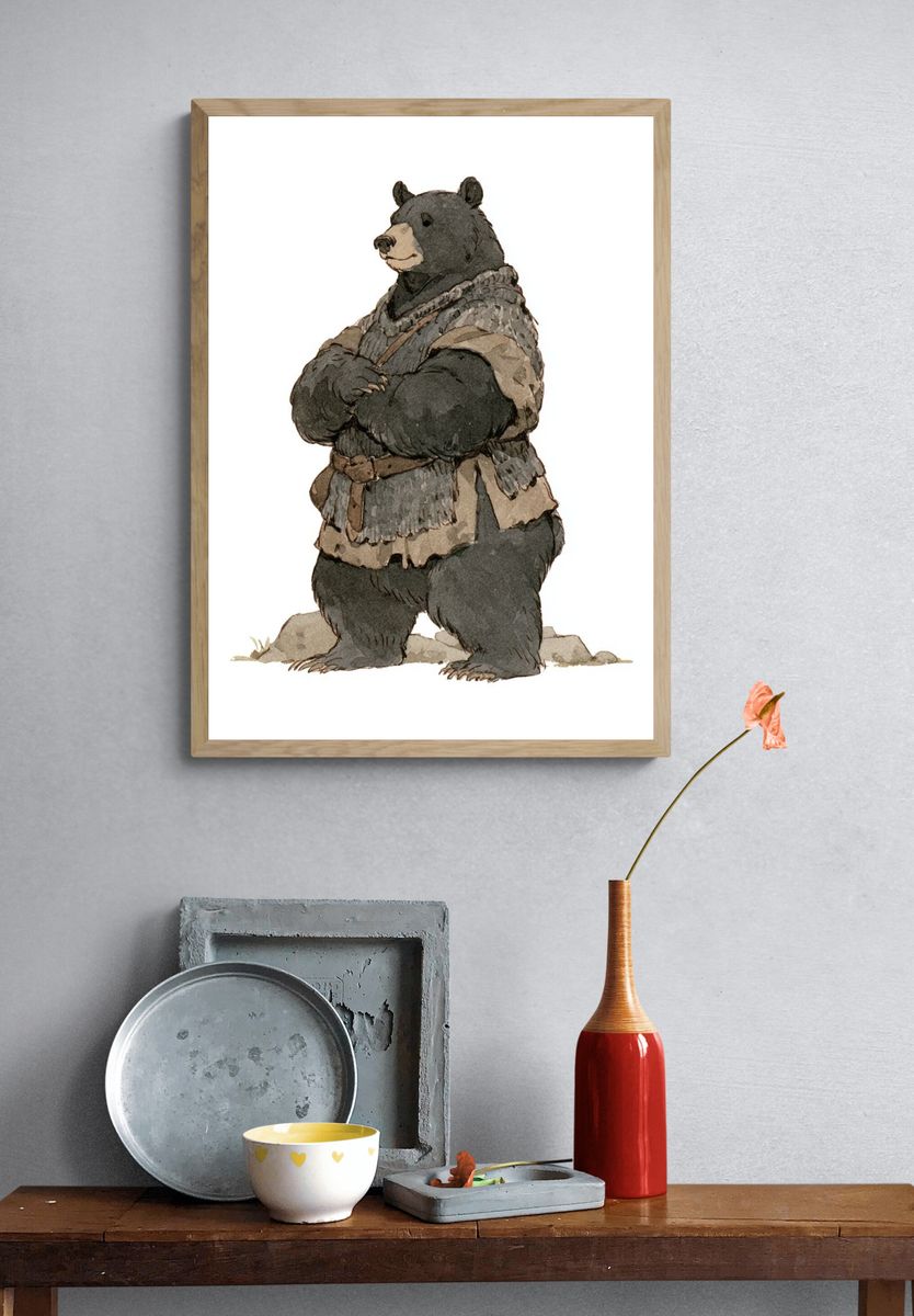 Standing Bear Watercolor Print. — room view 3