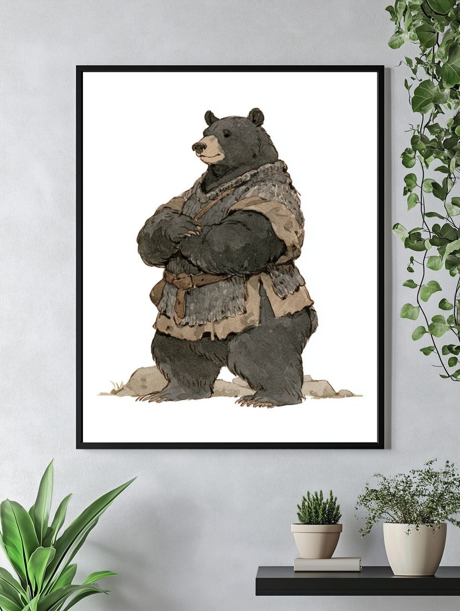 Standing Bear Watercolor Print. — room view 4