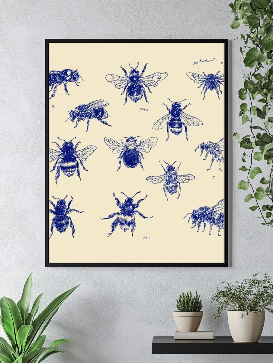 Bee Illustration Poster. — room view 4