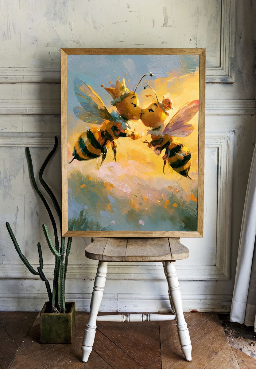 Flying Bees Contemporary Print. — room view 1