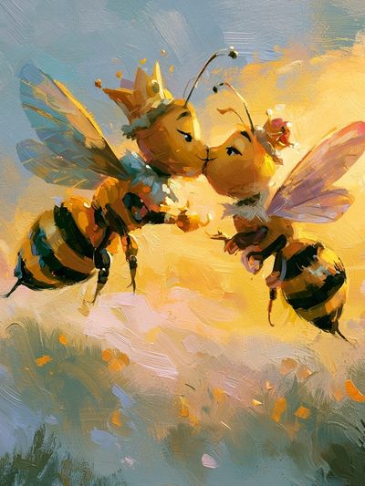 Flying Bees Contemporary Print. poster