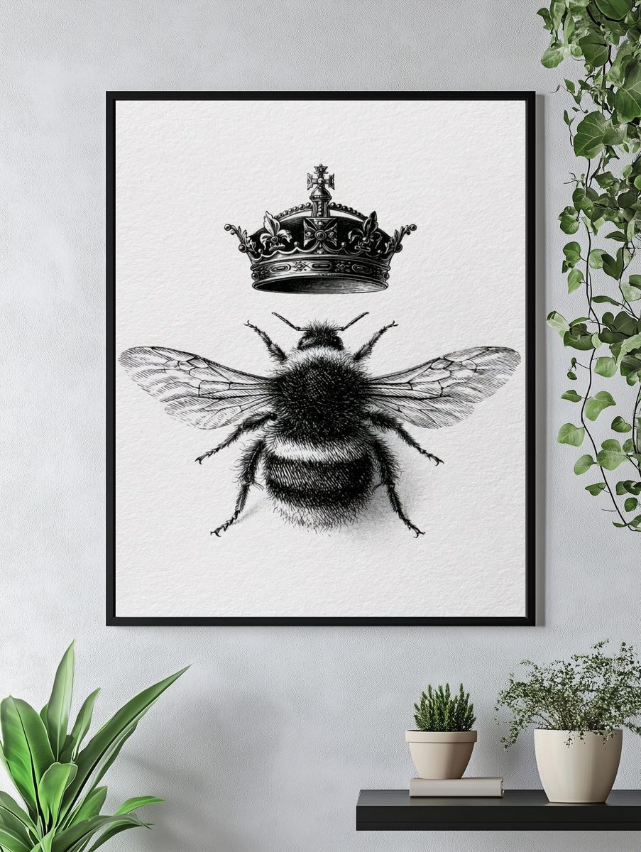 Bee Crown Illustration Poster. — room view 4