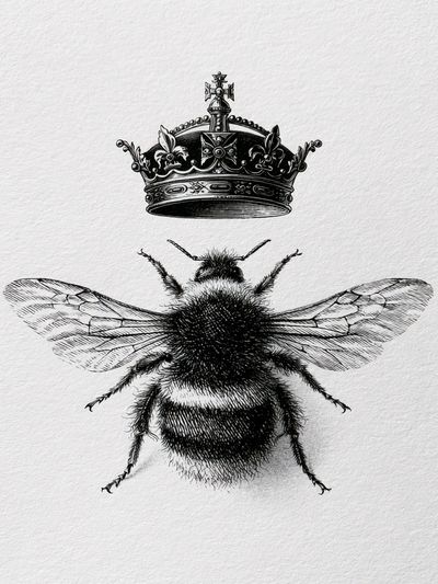 Bee Crown Illustration Poster. poster print