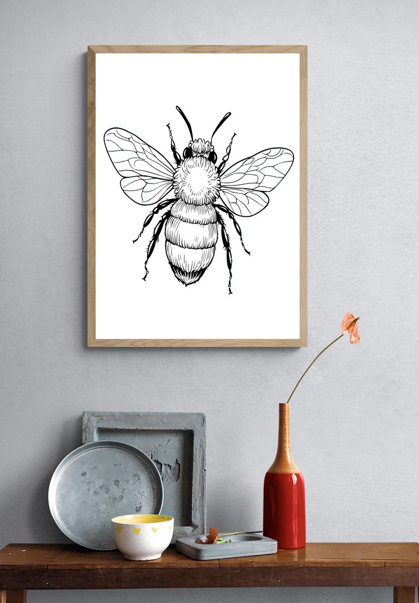 Bee — Line Art Print. — room view 3