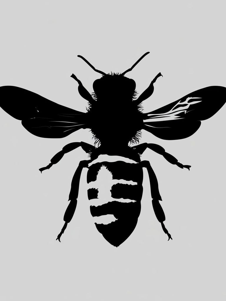 Bee Silhouette Minimalist Print. poster detail