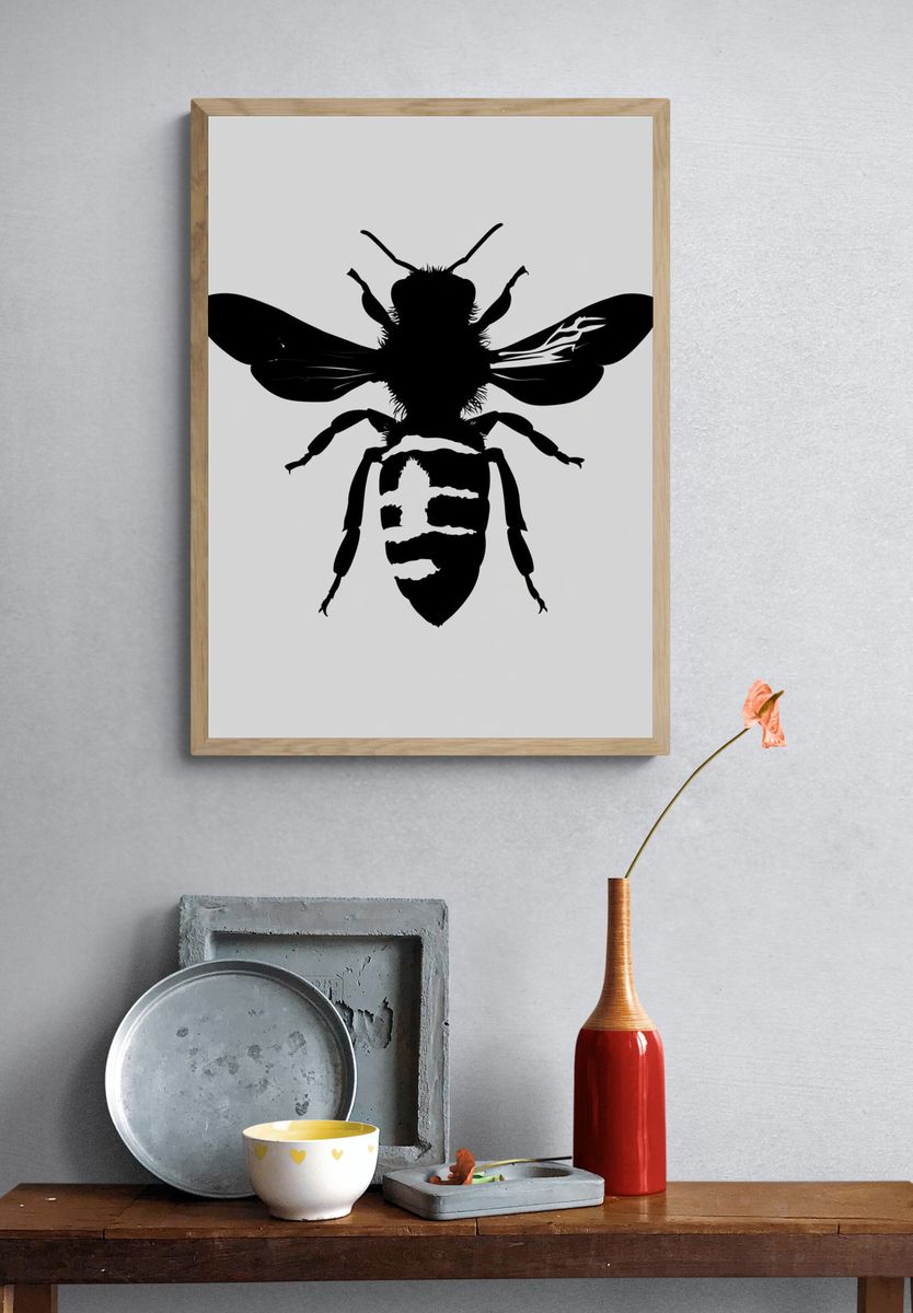 Bee Silhouette Minimalist Print. — room view 3