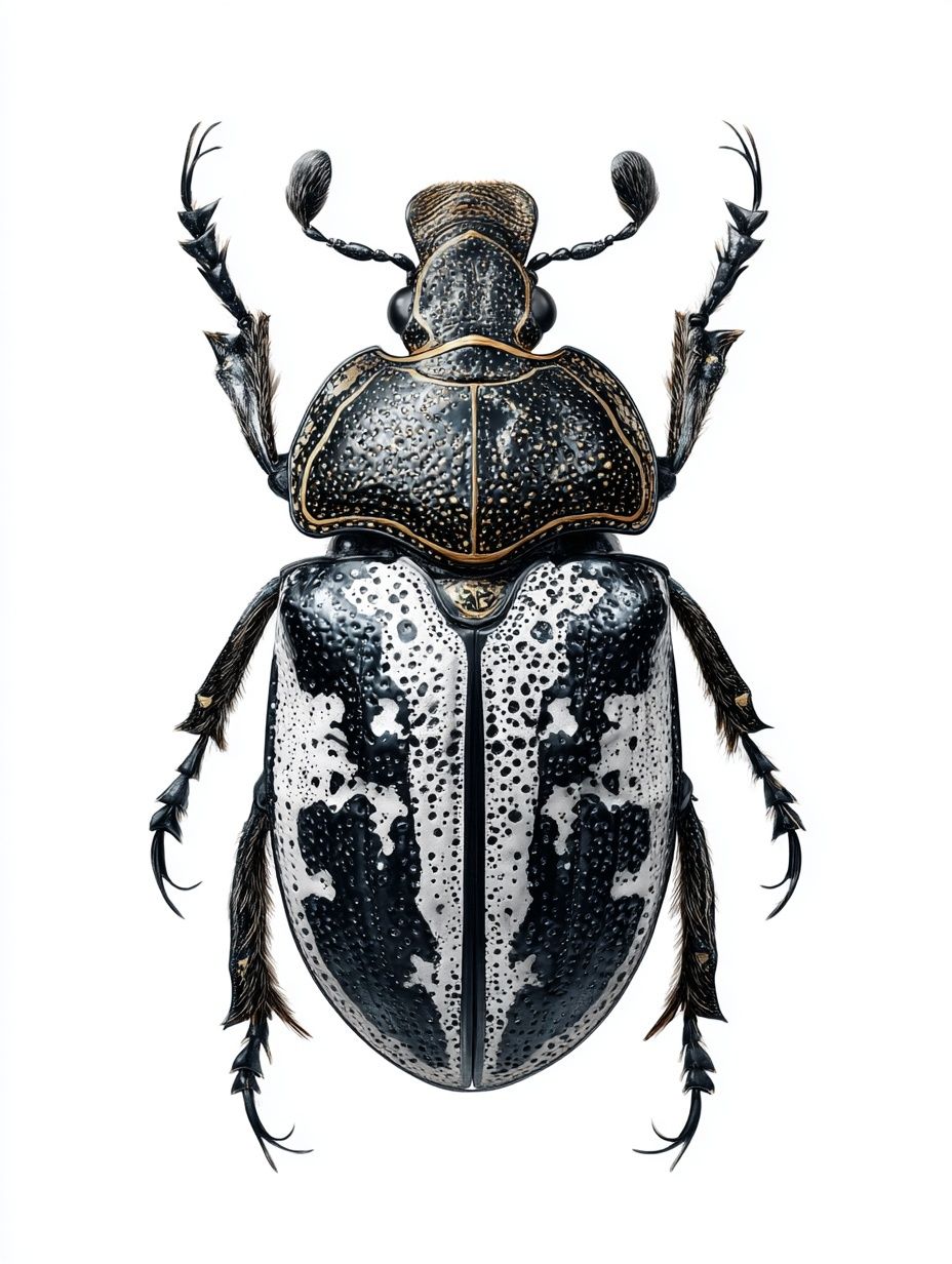 Detailed Beetle Illustration Poster. poster — illustration art
