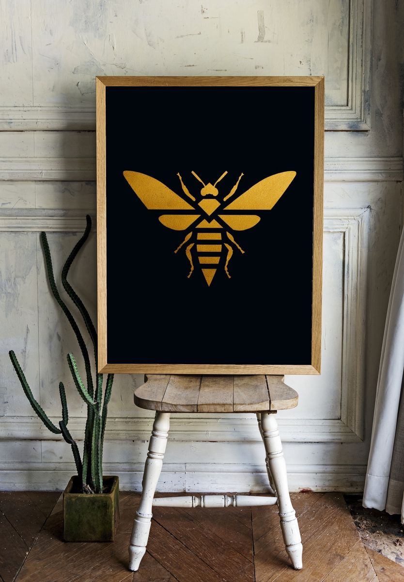 Golden Bee Illustration Poster room preview