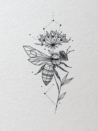 Geometric Bee Line-Art Print. poster
