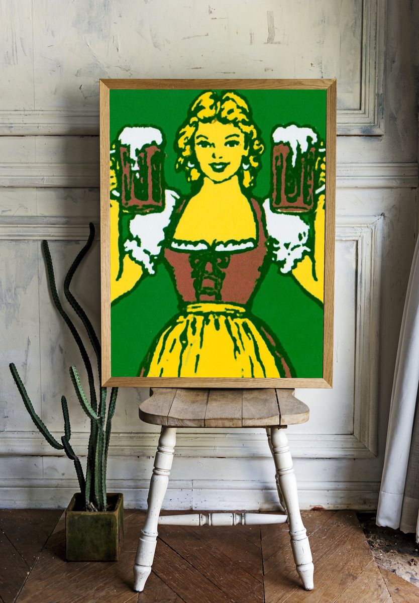 Beer Maiden Pop-Art Poster. — room view 1