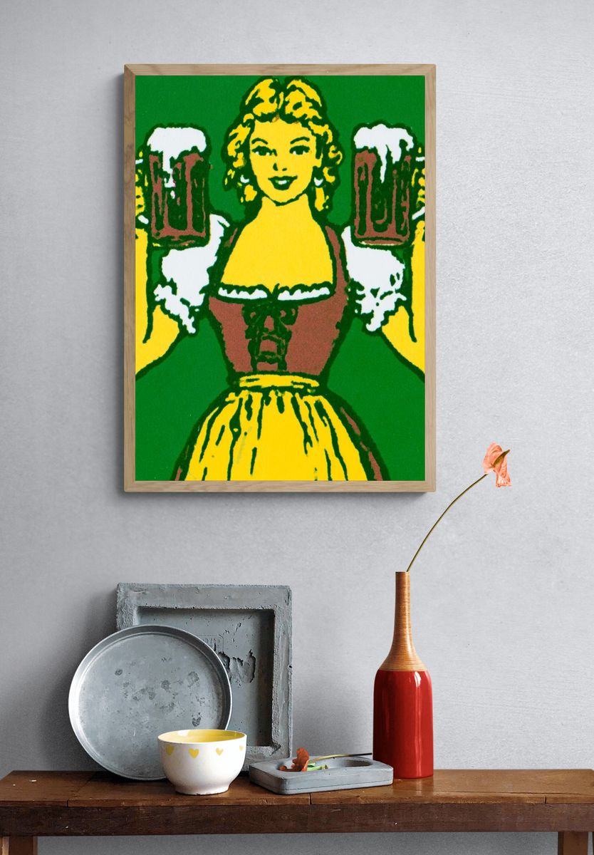 Beer Maiden Pop-Art Poster. — room view 3