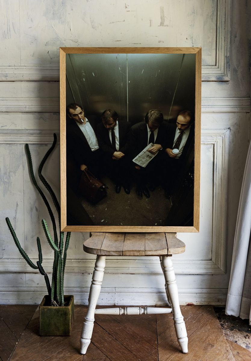 Businessmen in Elevator — Photography Print. — room view 1
