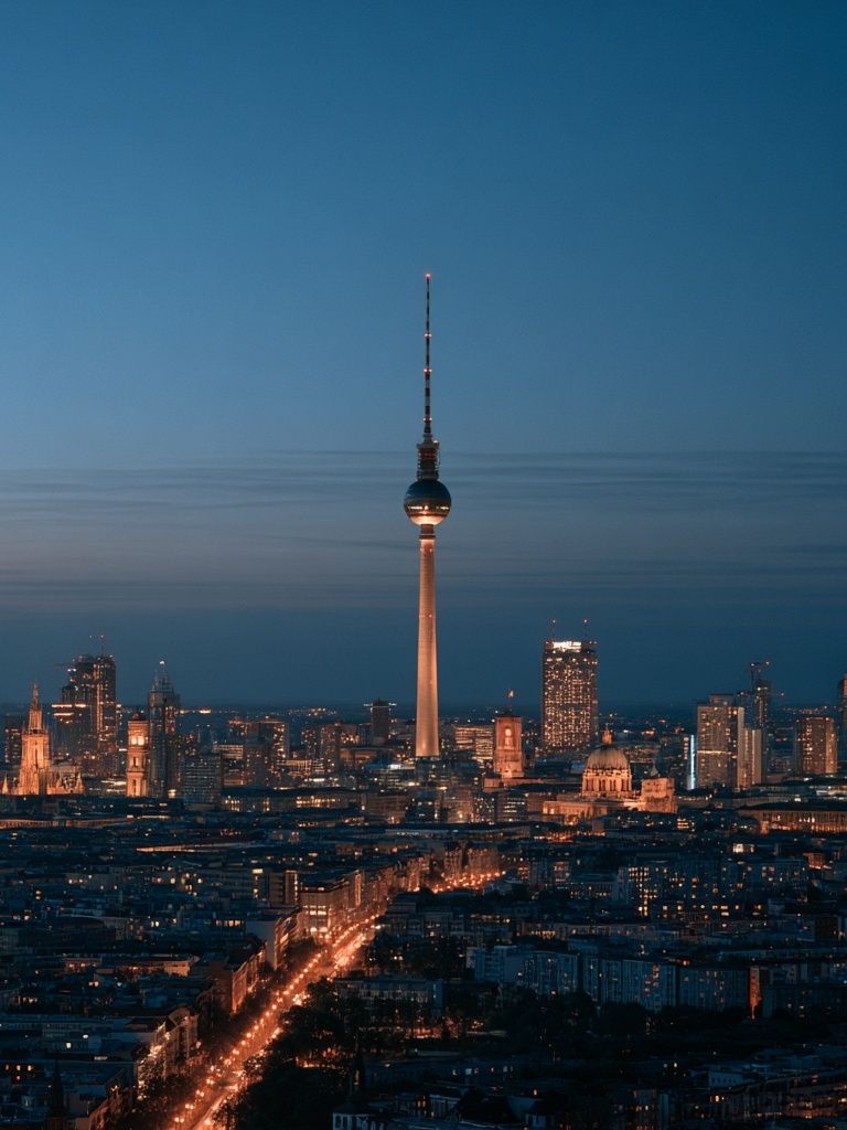Berlin TV Tower Night Skyline Poster. poster detail