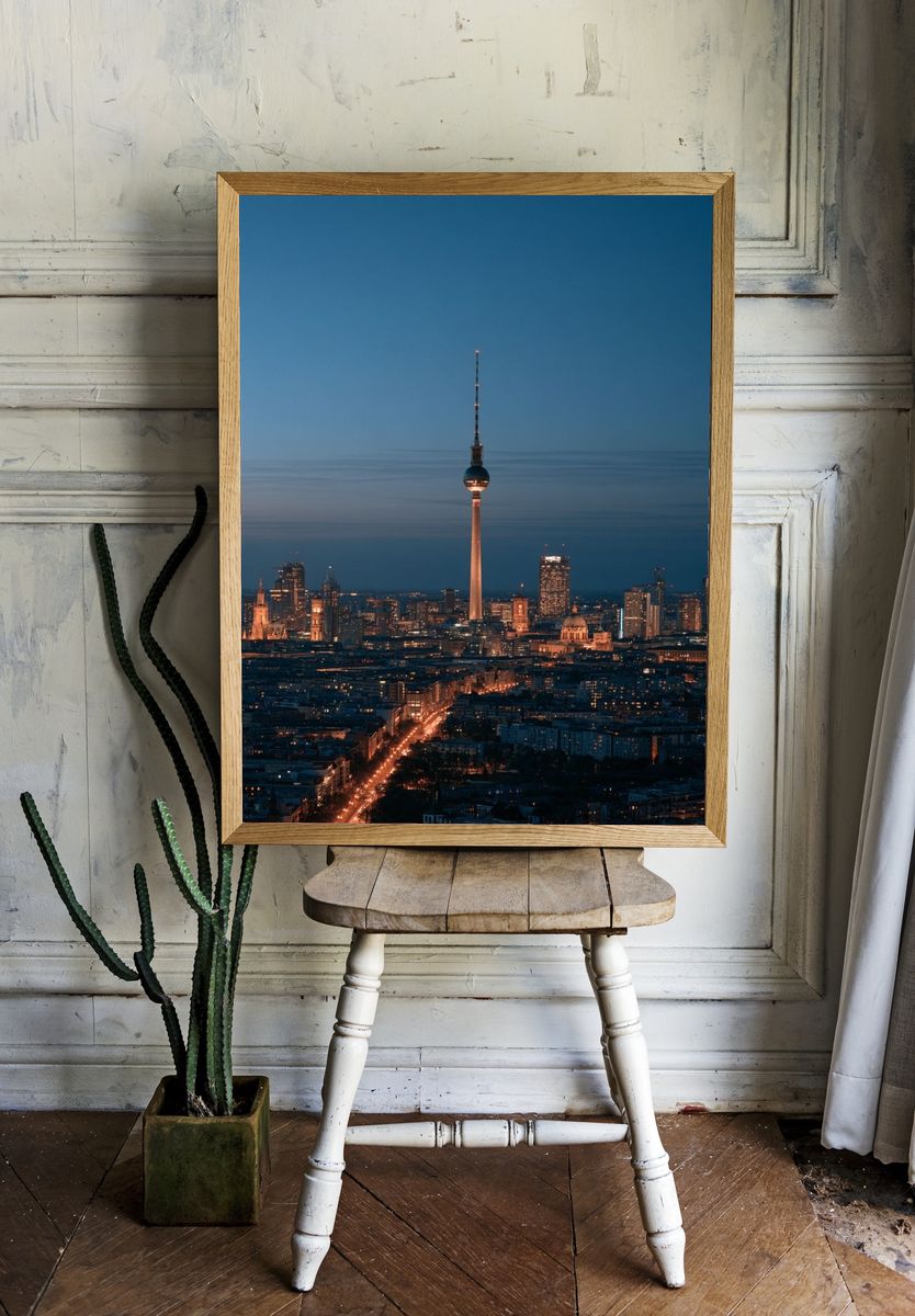 Berlin TV Tower Night Skyline Poster. — room view 1