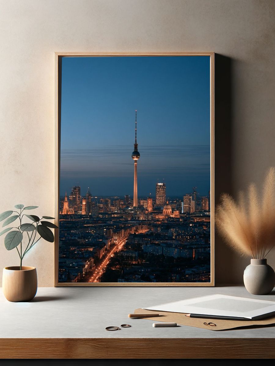 Berlin TV Tower Night Skyline Poster. — room view 2