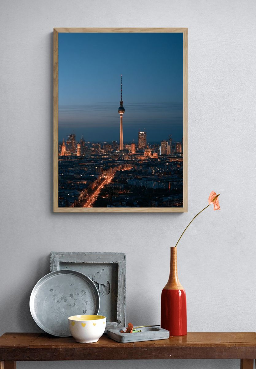 Berlin TV Tower Night Skyline Poster. — room view 3
