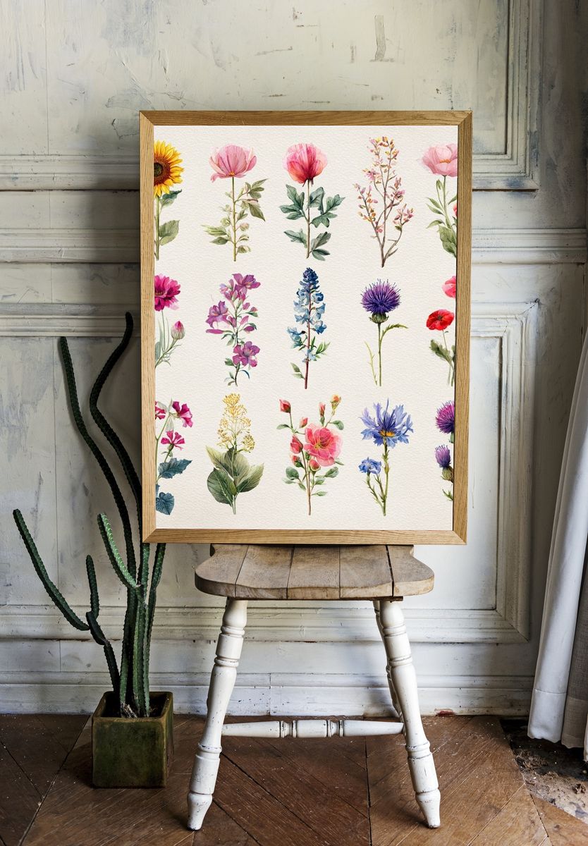 Botanical Flower Collection — Watercolor Print. — room view 1