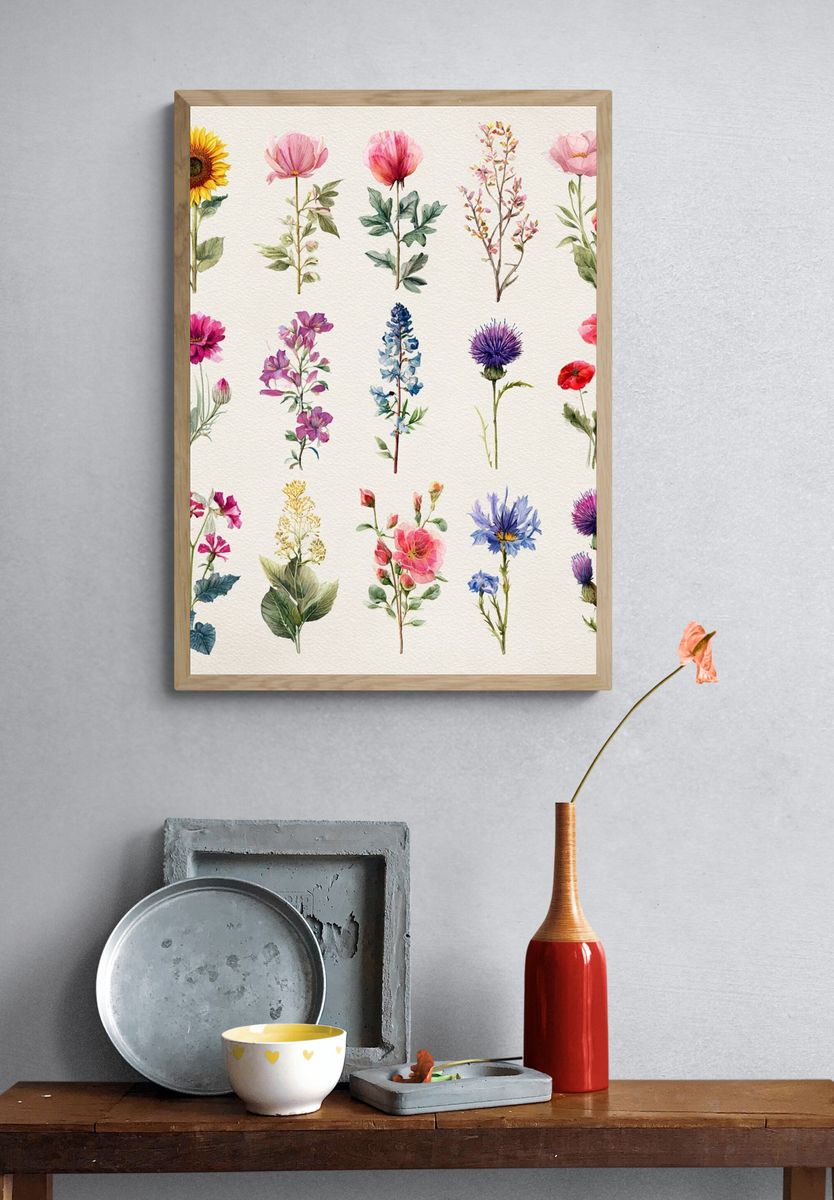 Botanical Flower Collection — Watercolor Print. — room view 3