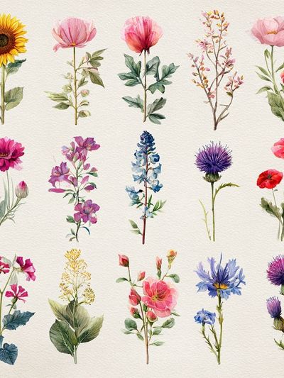 Botanical Flower Collection — Watercolor Print. poster print