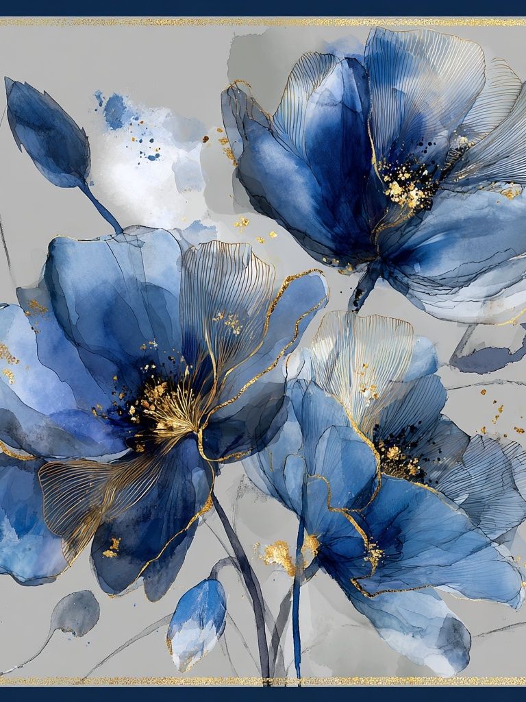 Blue Floral Elegance — Art Print. poster detail