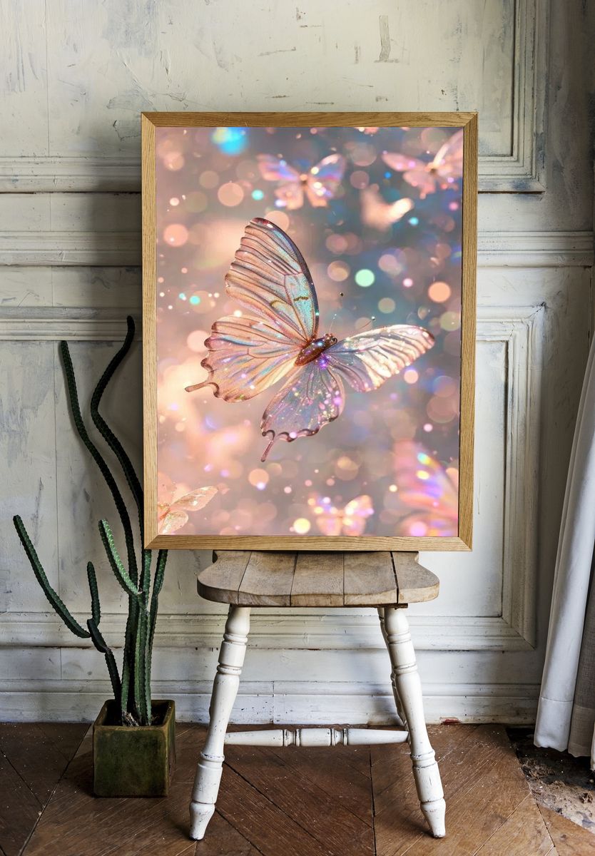 Glittering Butterfly — Illustration Print. — room view 1
