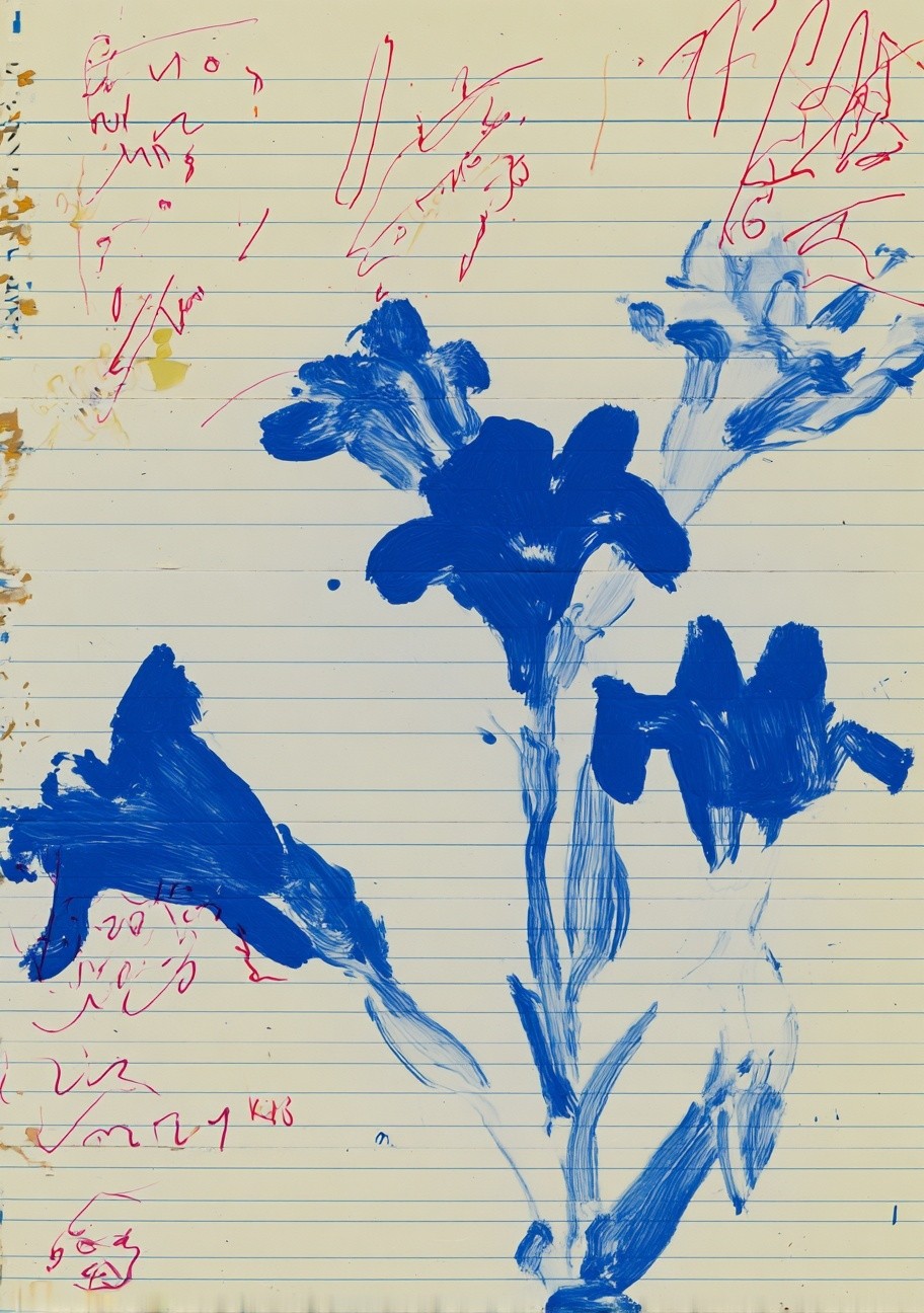 Blue Floral Illustration Poster. poster detail
